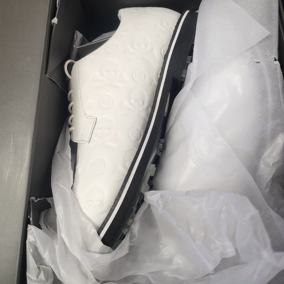 G/FORE Skull Embossed Gallivanter Men's Golf Shoe - White/Black Size 13 - Picture 3 of 7